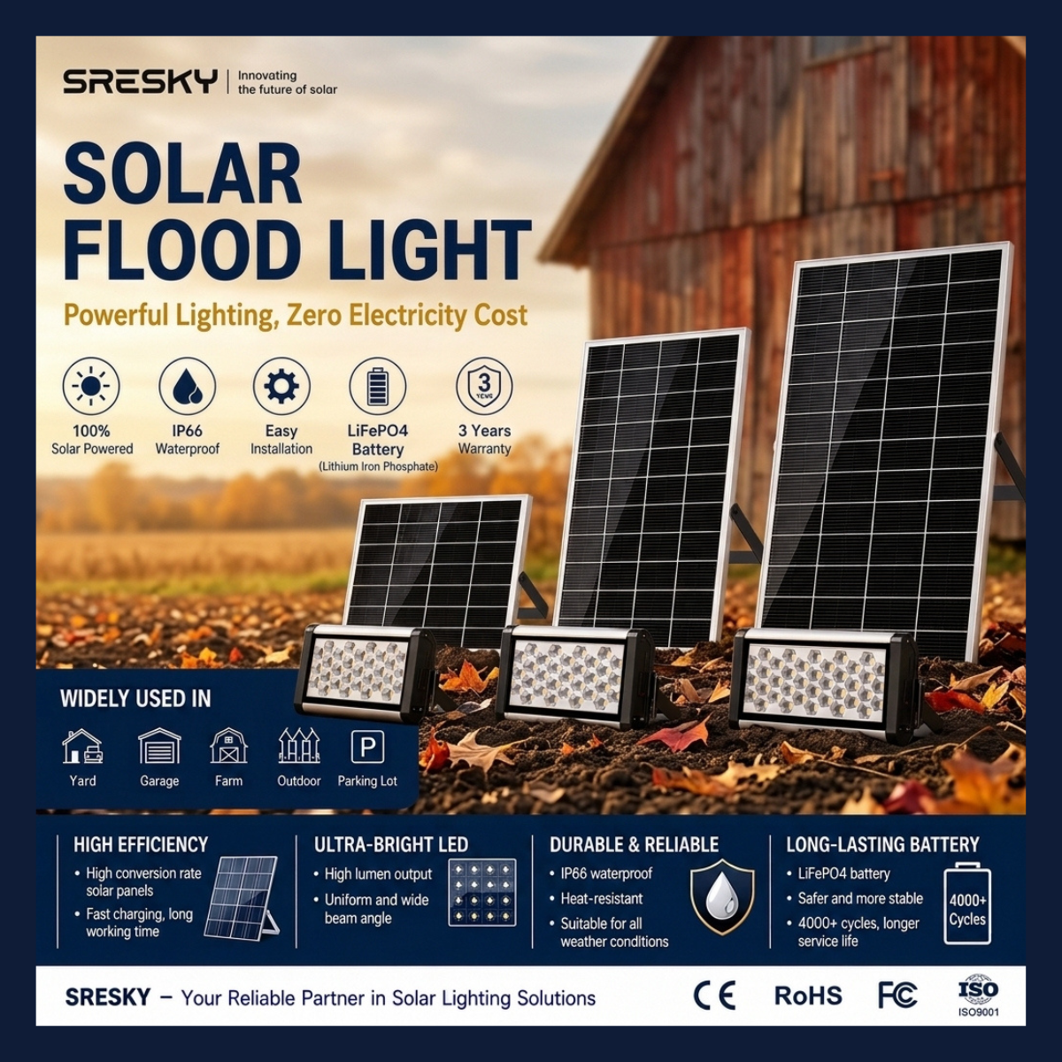 Foco solar de inundación