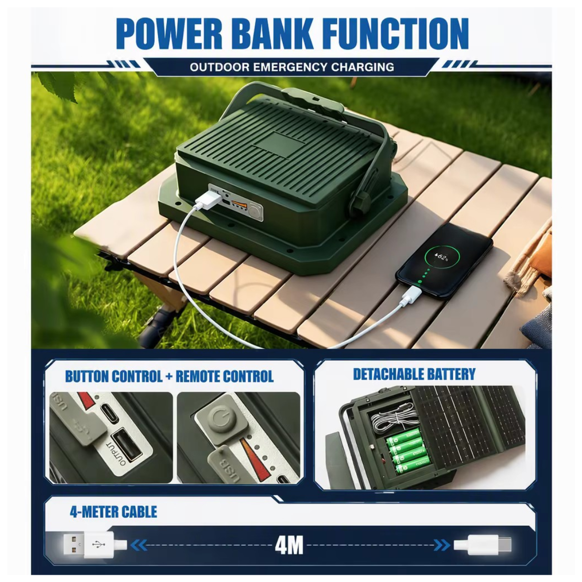 Projecteur solaire avec fonction power bank