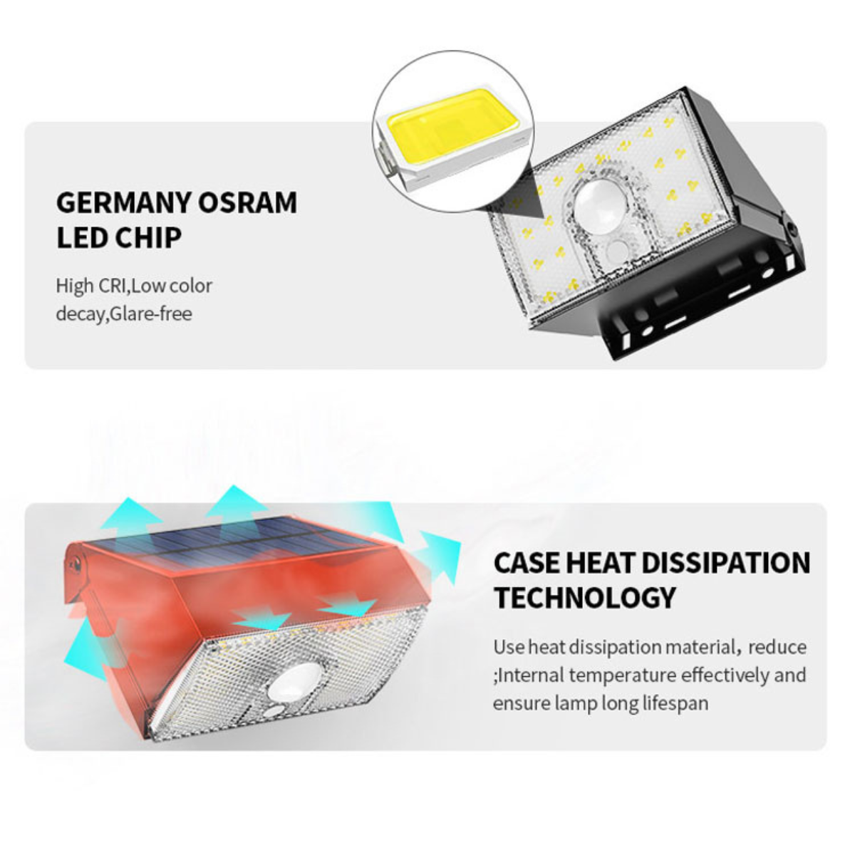 Solar security wall light