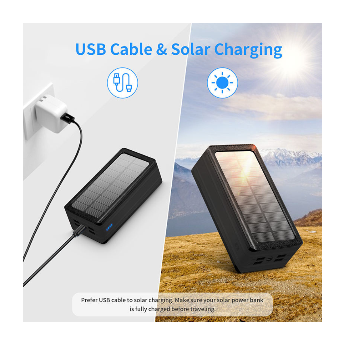 Chargeur solaire portatif 20000–50000mAh IP66