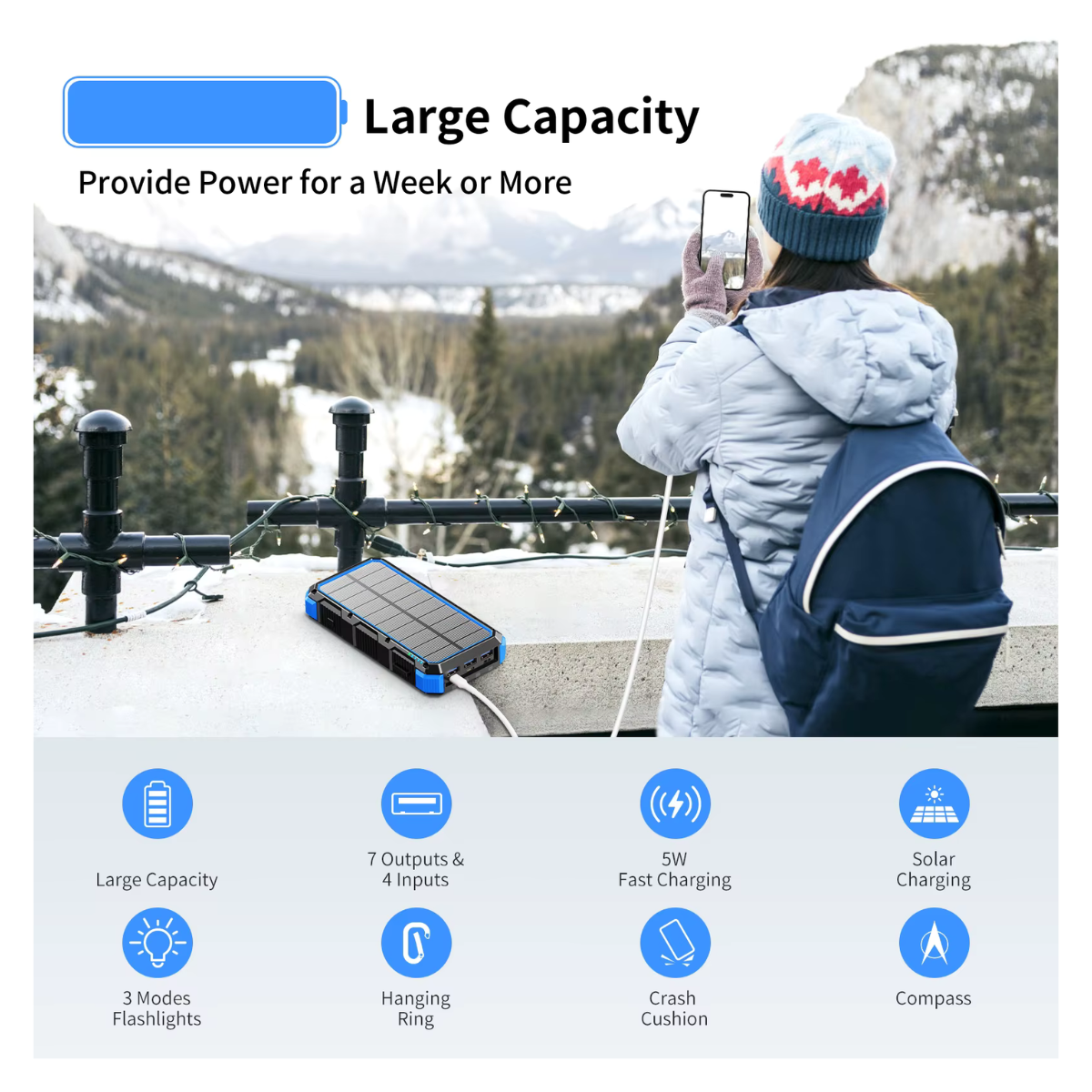 Solar USB Power Bank 36800mAh