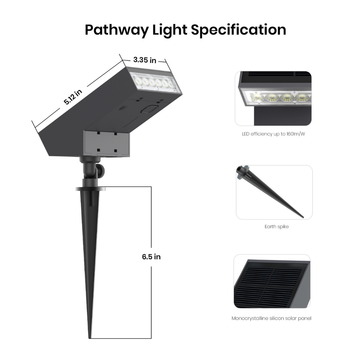 Solar Lawn Bollard Light