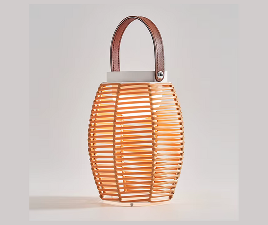 Lampe de Table Solaire en Rotin
