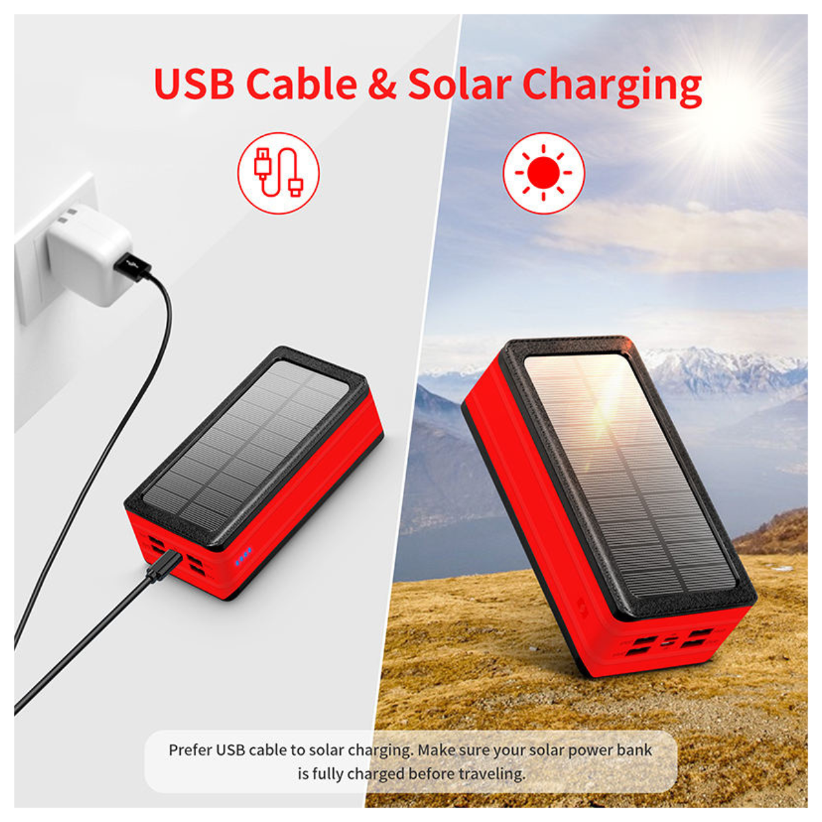 Chargeur solaire portatif 20000–50000mAh IP66