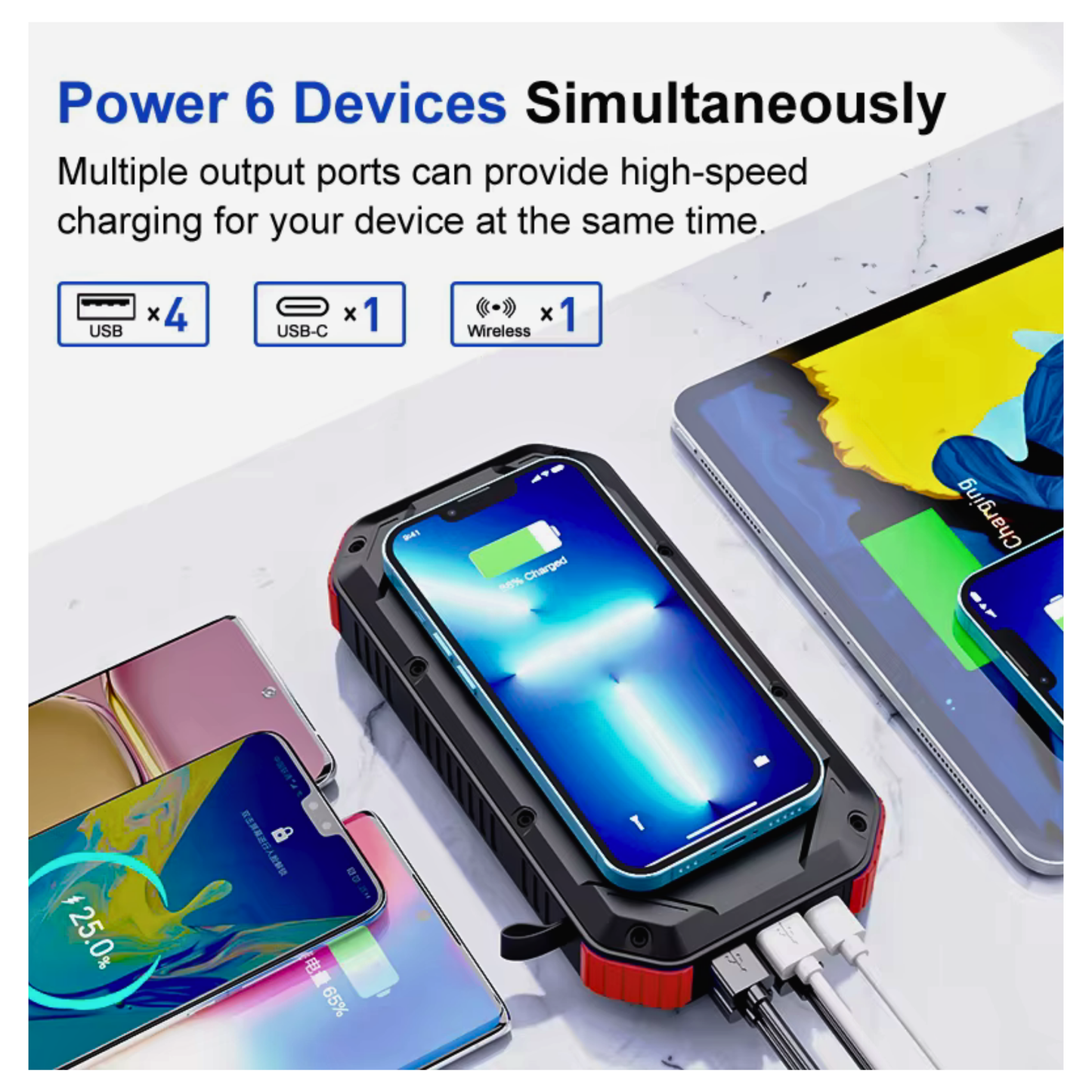 Solar Wireless Power Bank 30000 mAh