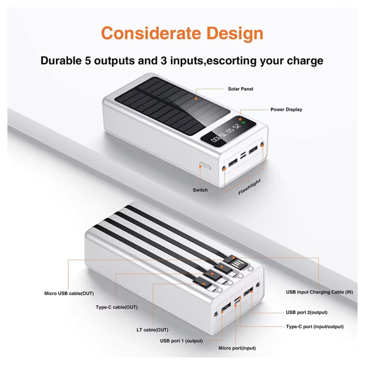 New Solar USB Power Bank 50000mAh