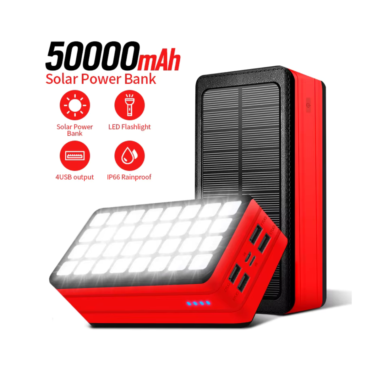 Chargeur solaire portatif 20000–50000mAh IP66
