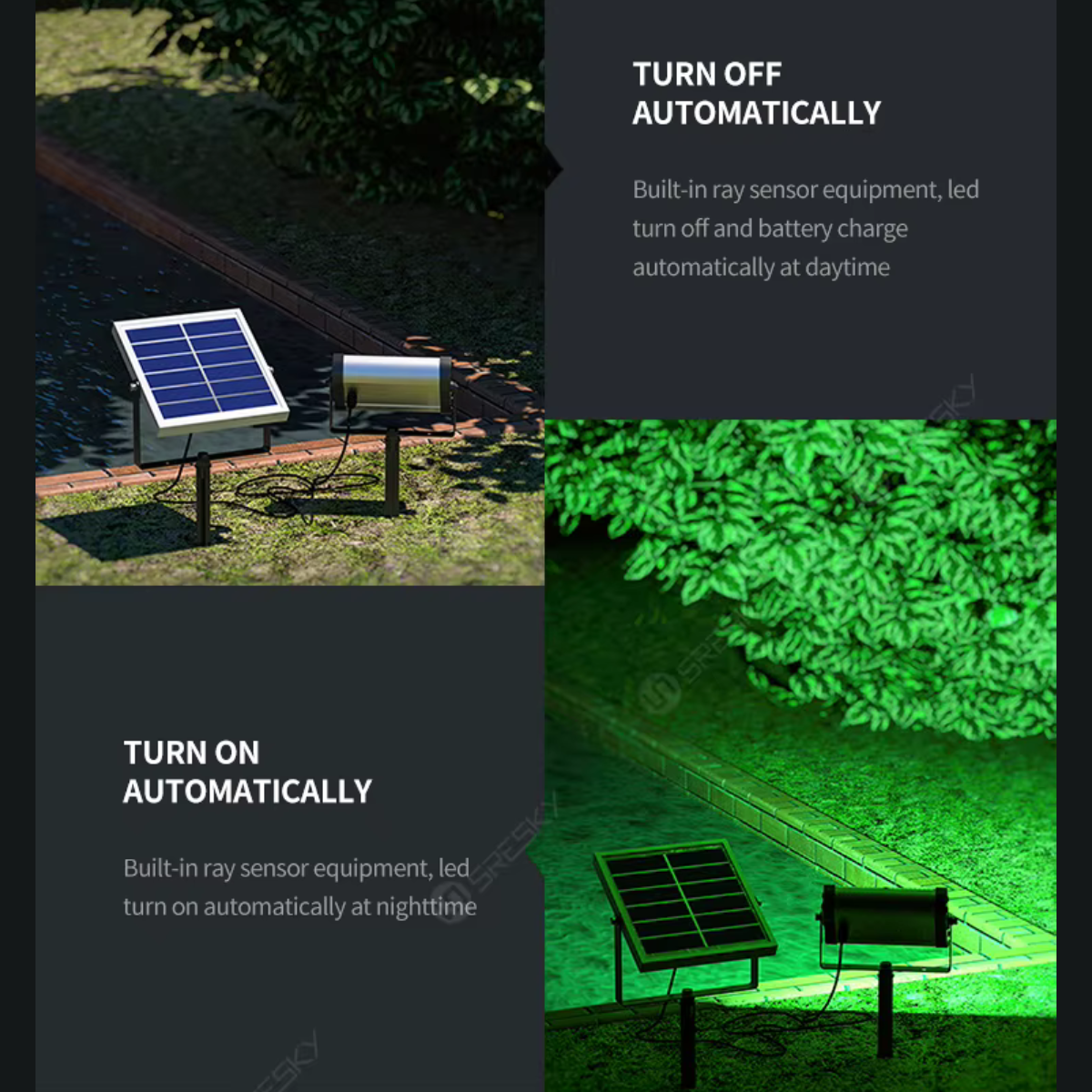 Lampe LED RGB solaire pour jardin