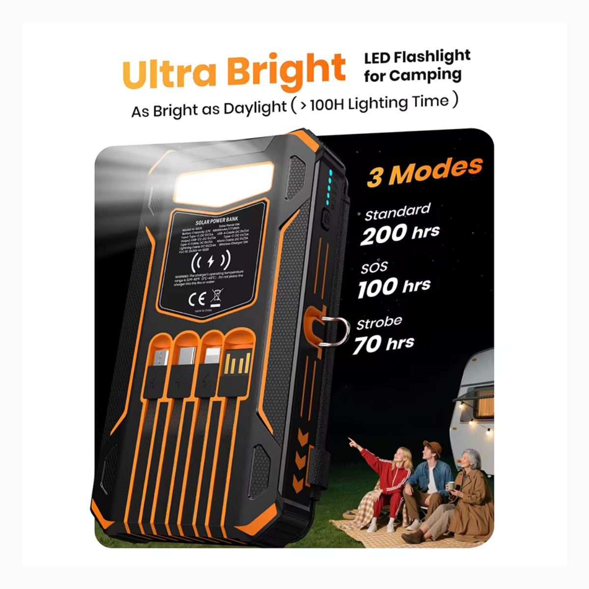Banque d'alimentation USB solaire 48000mAh