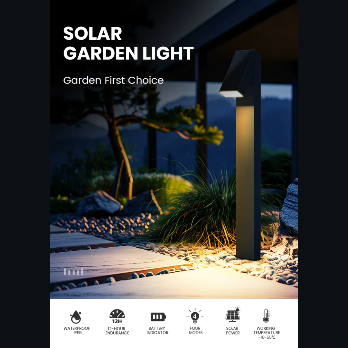 Solar Lawn Bollard Light