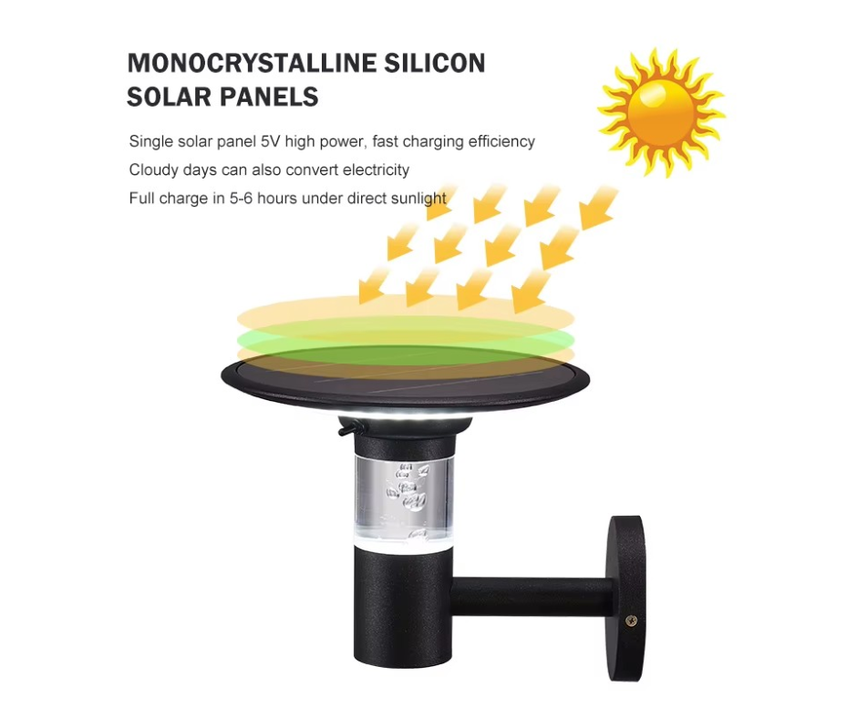 Applique murale solaire de cour-Informations sur le produit-Panneaux solaires en silicium monocristallin-LIPTENA SOLAR ENERGY