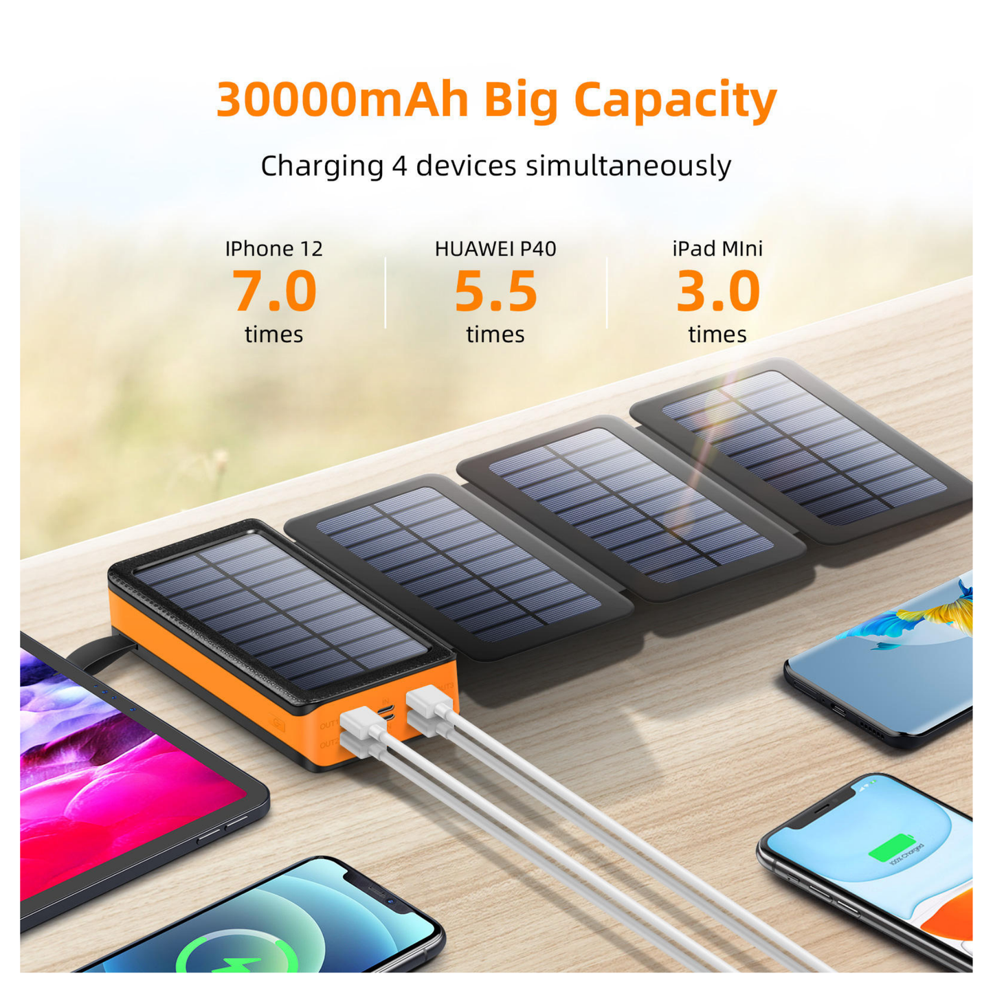 Solar USB Power Bank 30000mAh