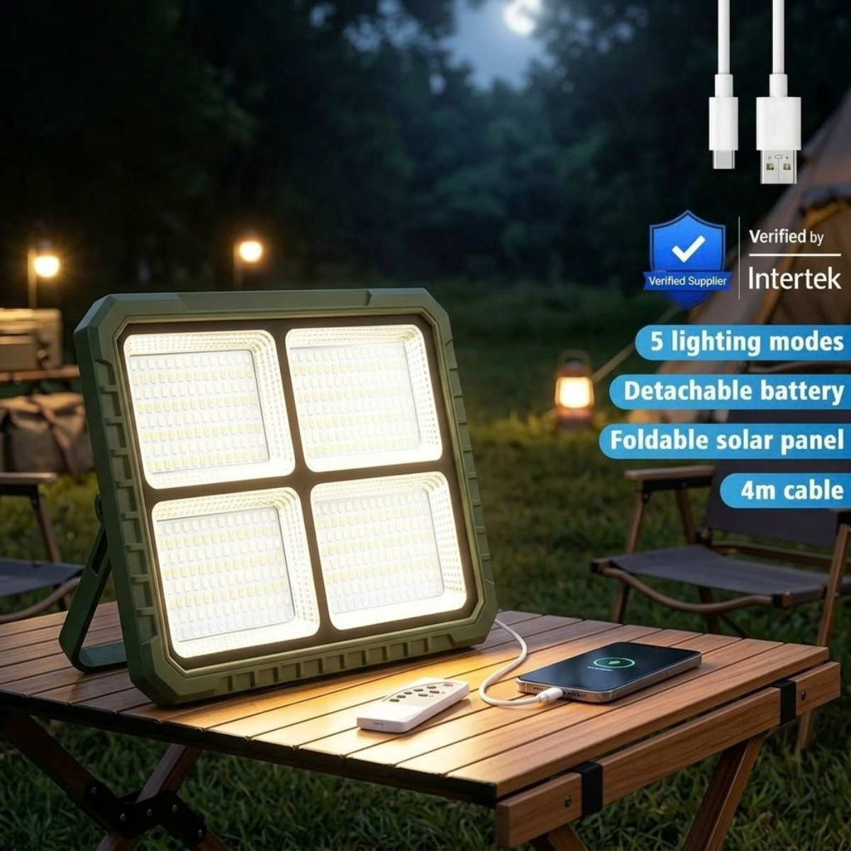 Projecteur solaire avec fonction power bank
