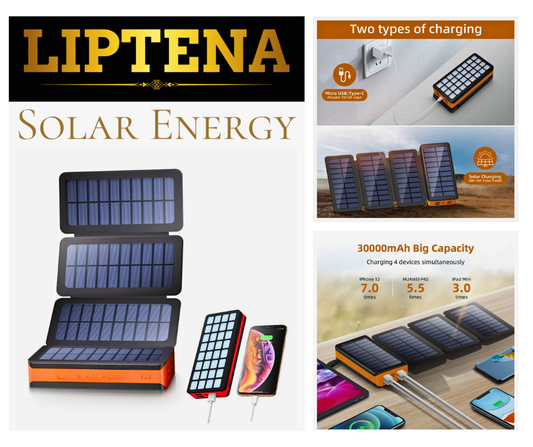 Solar USB Power Bank 30000mAh