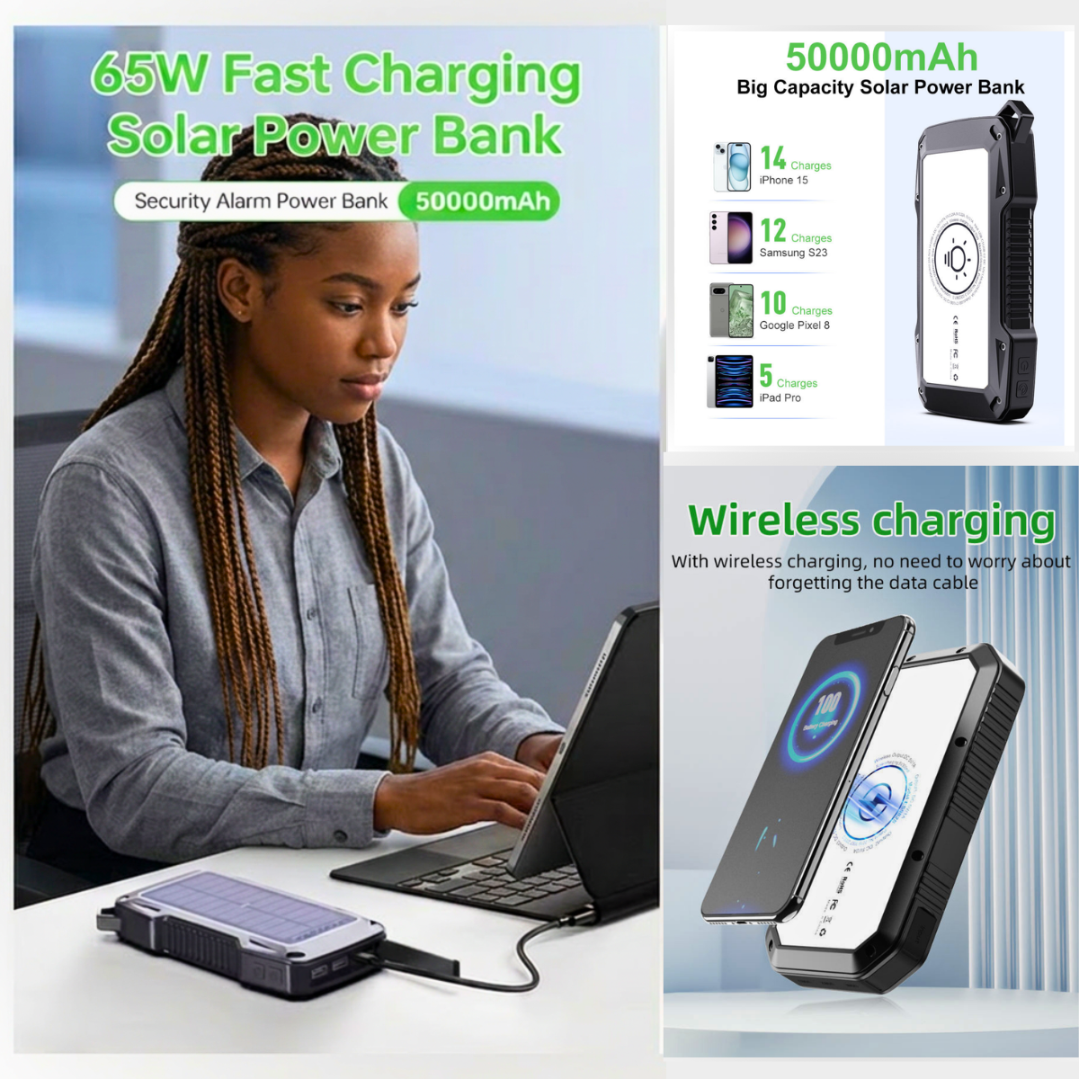 Solar USB Power Bank 50000mAh