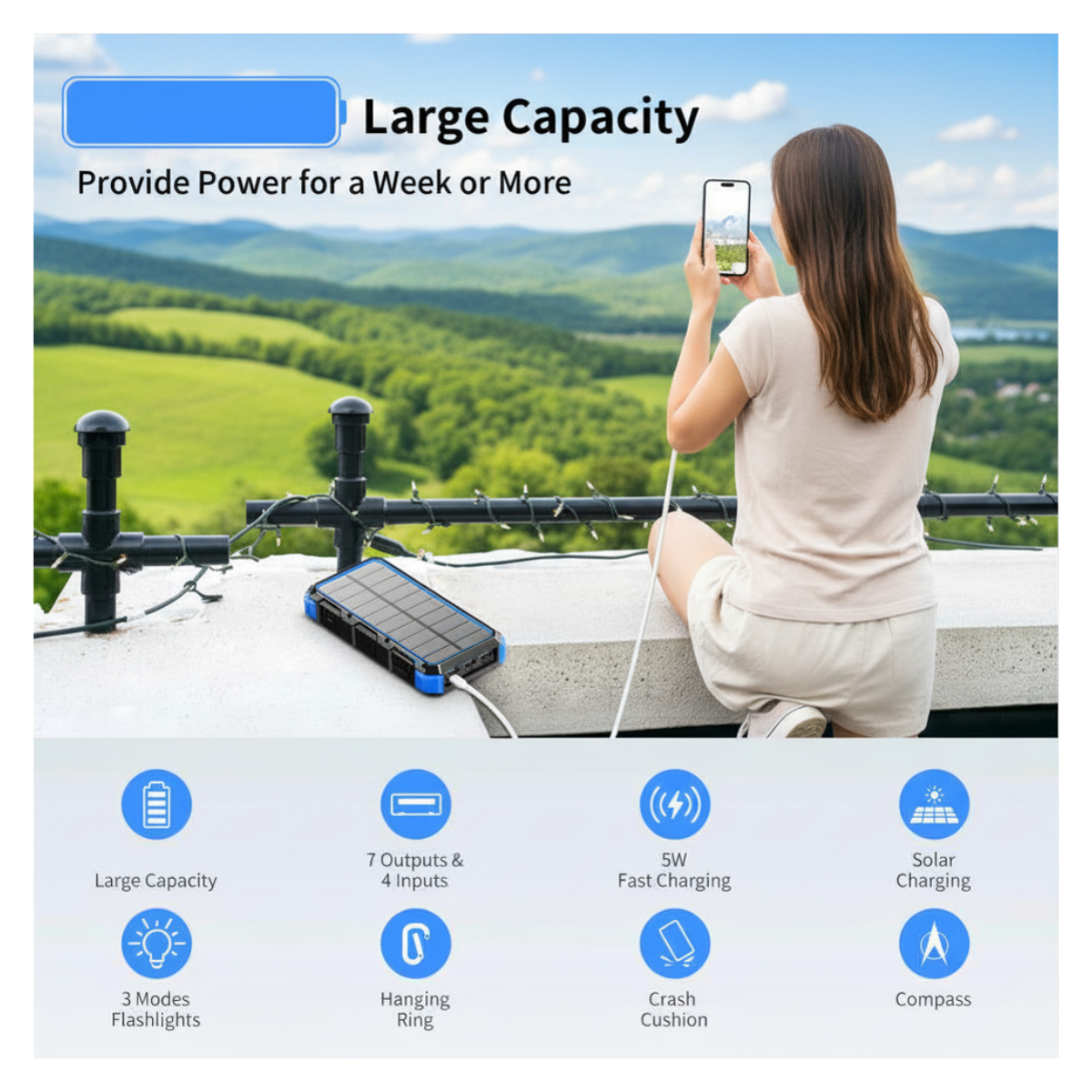 Solar USB Power Bank 36800mAh