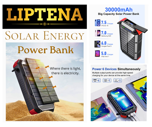 Solar Wireless Power Bank 30000 mAh