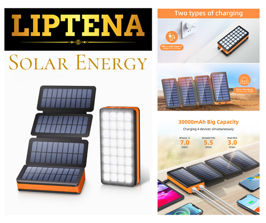 Solar USB Power Bank 30000mAh