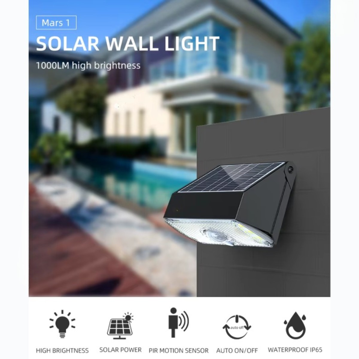 Solar security wall light