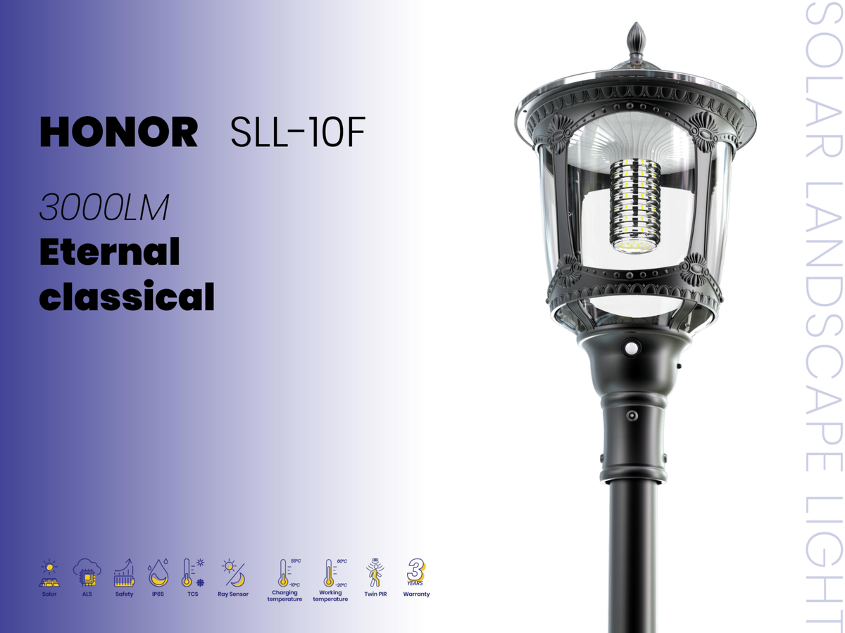 Lampadaire solaire paysager