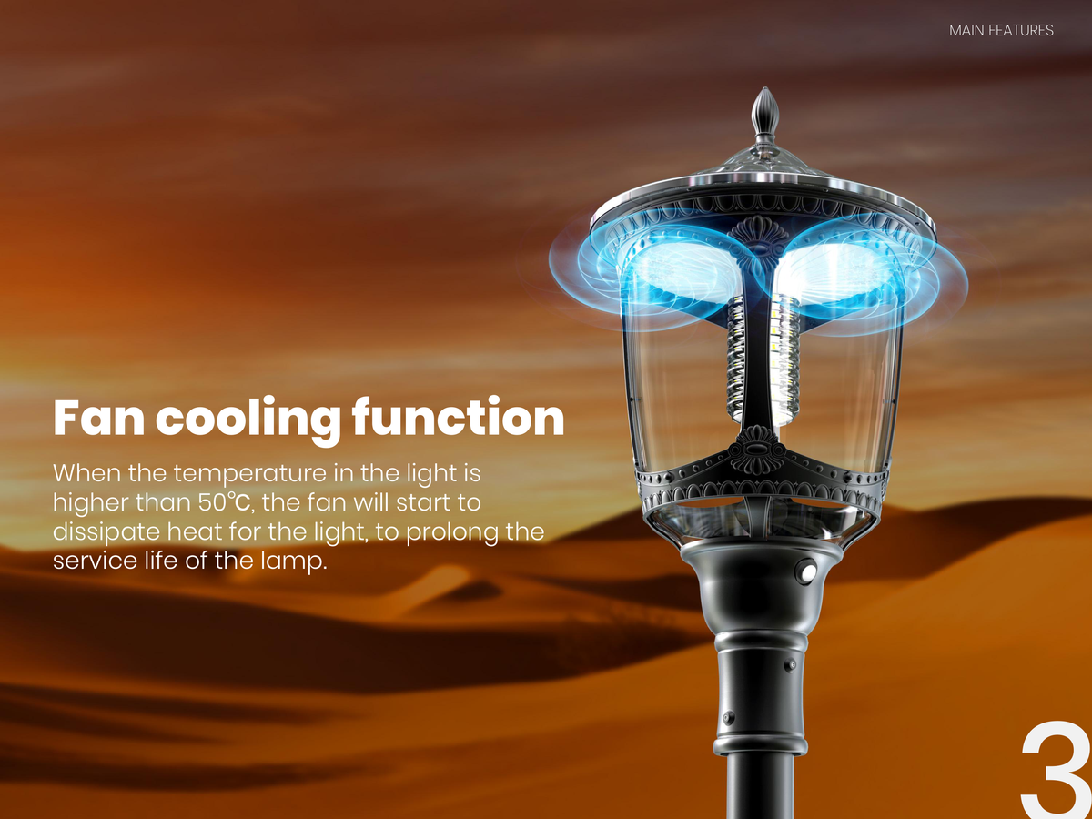 Lampadaire solaire paysager