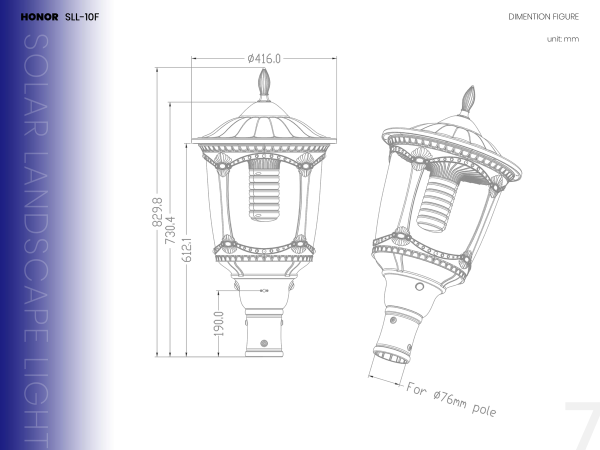 Lampadaire solaire paysager