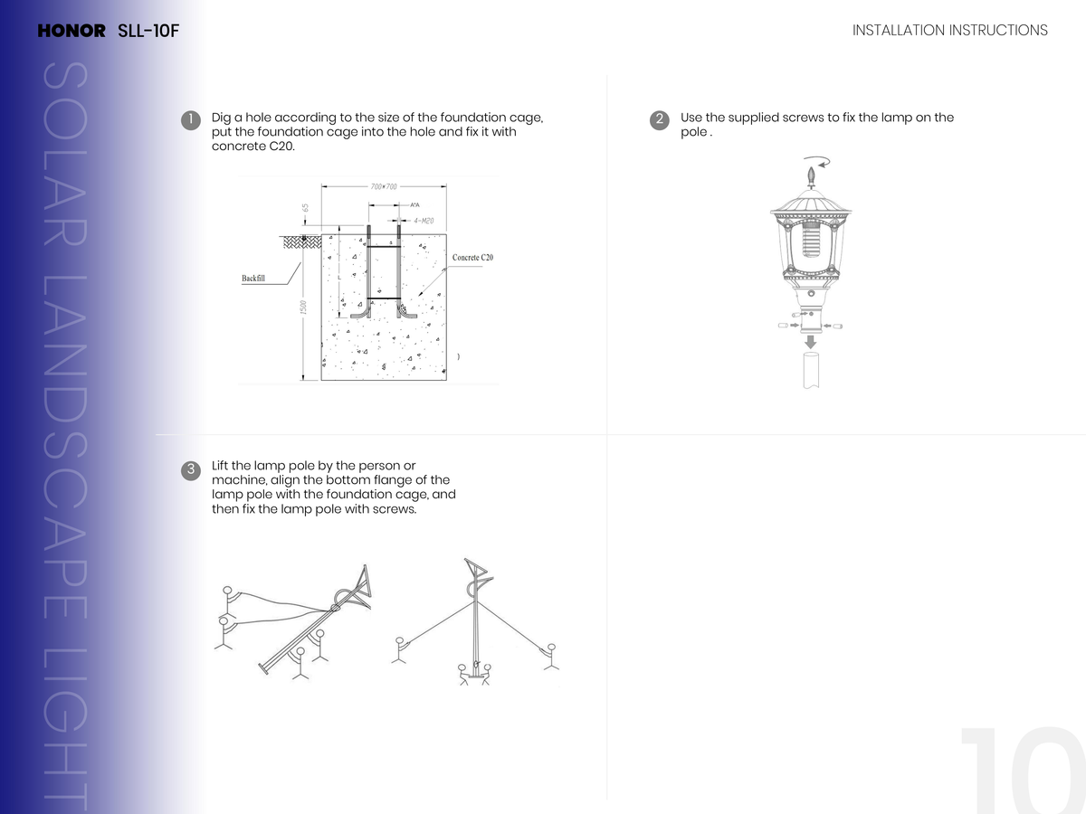 Lampadaire solaire paysager