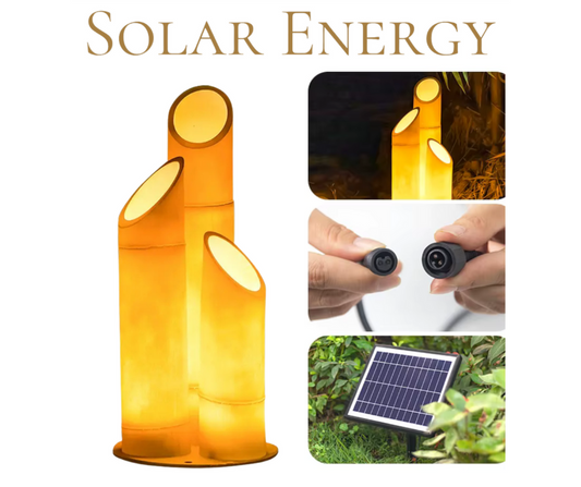 Lampe LED Solaire en Bambou