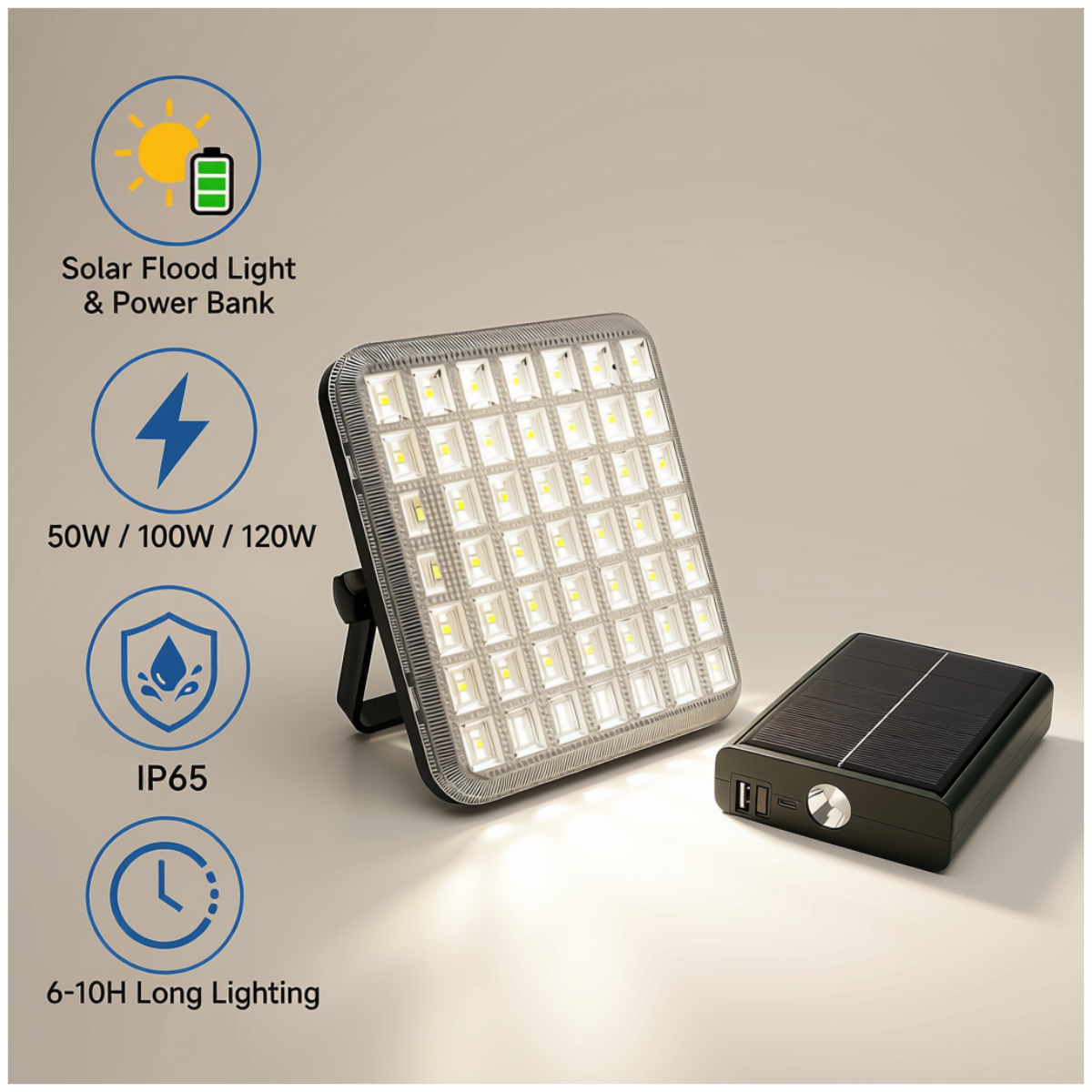 Solar Floodlight With Power Bank