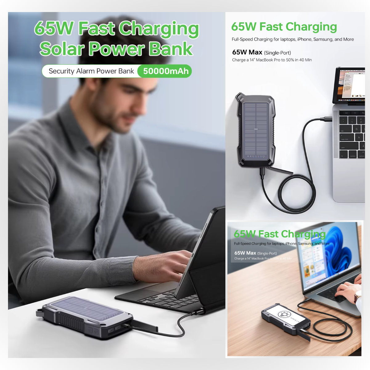 Solar USB Power Bank 50000mAh